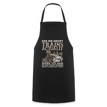 Trains Locomotives Train Driver Hobby Gift - Cooking Apron - black - Front - AI Model Male 185 dark (185cm)