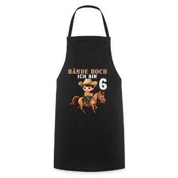 Cowboy Sheriff 6 Kindergeburtstag 6 Jahre Cowboys - Kochschürze - Schwarz - Vorne - AI Model Male 185 dark (185cm)