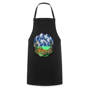 Alpen Gipfel Berge Beg Hütte Haus Alm Tirol Natur - Kochschürze - Schwarz - Vorne - AI Model Male 185 dark (185cm)