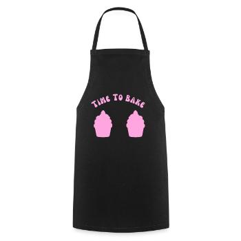 "Time To Bake" Funny Cupcakes Baker Dessert - Cooking Apron - black - Front - AI Model Male 185 dark (185cm)