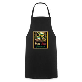 Design reggae jamaïcain Ocho Rios - Tablier de cuisine - noir - Devant - AI Model Male 185 dark (185cm)
