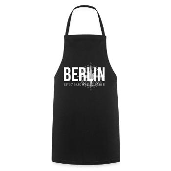 Koordinaten Berlin - Kochschürze - Schwarz - Vorne - AI Model Male 185 dark (185cm)