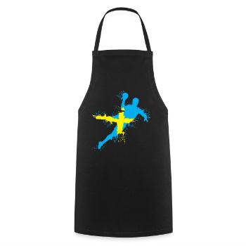 Handball Team Sweden Throw Explosion EC Logo icon - Cooking Apron - black - Front - AI Model Male 185 dark (185cm)