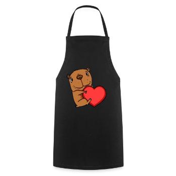 Capybara Capybara Amour du cœur - Tablier de cuisine - noir - Devant - AI Model Male 185 dark (185cm)