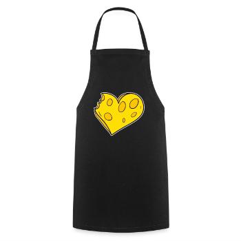 Coeur de fromage - Tablier de cuisine - noir - Devant - AI Model Male 185 dark (185cm)