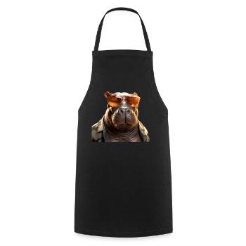 Hippo Hippo Papa Hippopotamus Cool Hippo - Cooking Apron - black - Front - AI Model Male 185 dark (185cm)
