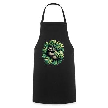 Monstera deliciosa sloth gift - Cooking Apron - black - Front - AI Model Male 185 dark (185cm)