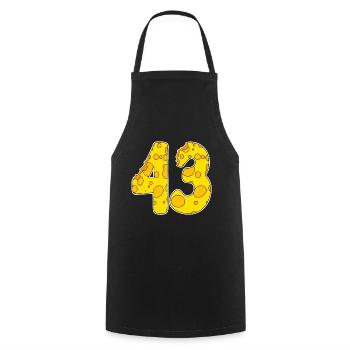 43 years of Lustig Käse - Cooking Apron - black - Front - AI Model Male 185 dark (185cm)