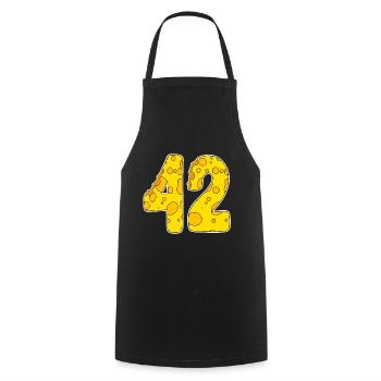 42 ans de Lustig Käse - Tablier de cuisine - noir - Devant - AI Model Male 185 dark (185cm)