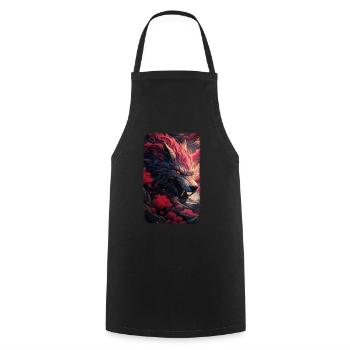 Spirit Wolf Fox Aesthetic Japanese Kitsune - Cooking Apron - black - Front - AI Model Male 185 dark (185cm)