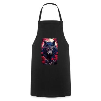 Spirit Wolf Fox Aesthetic Japanese Kitsune - Cooking Apron - black - Front - AI Model Male 185 dark (185cm)