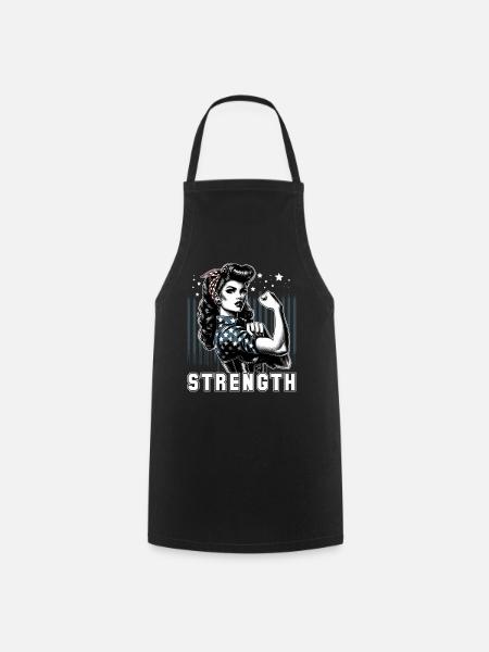 Stärke Frau Rockabilly Geschenk - Kochschürze - Schwarz