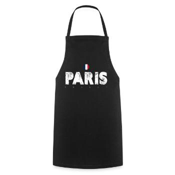 Glyphes en détresse de Paris avec drapeau français - Tablier de cuisine - noir - Devant - AI Model Male 185 dark (185cm)