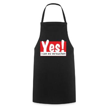 Yes i can es versuchen - Kochschürze - Schwarz - Vorne - AI Model Male 185 dark (185cm)