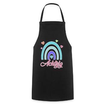 80. Geburtstag Regenbogen Vintage - Kochschürze - Schwarz - Vorne - AI Model Male 185 dark (185cm)