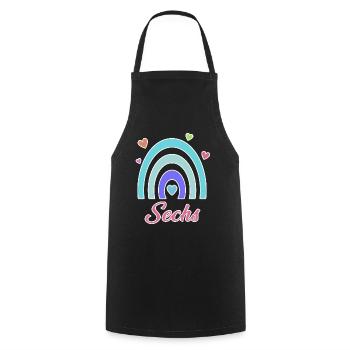 6. Geburtstag Regenbogen Vintage - Kochschürze - Schwarz - Vorne - AI Model Male 185 dark (185cm)
