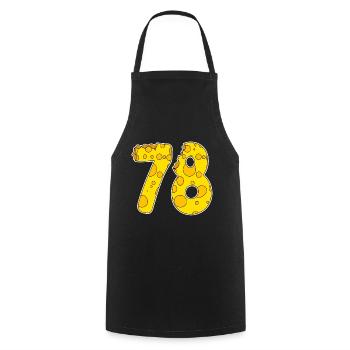 78 ans de Lustig Käse - Tablier de cuisine - noir - Devant - AI Model Male 185 dark (185cm)