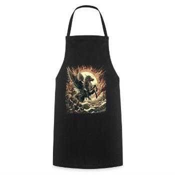 Myth of the Divine Rider - Cooking Apron - black - Front - AI Model Male 185 dark (185cm)