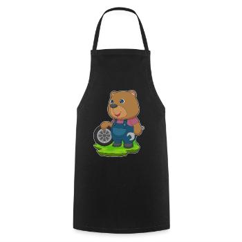 Bear Car Mechanic Car Tire Car Repair Shop - Cooking Apron - black - Front - AI Model Male 185 dark (185cm)