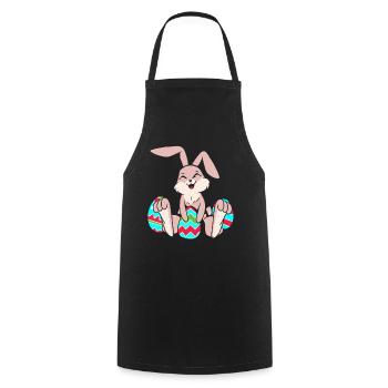 Lapin de Pâques Oeufs de Pâques Pâques - Tablier de cuisine - noir - Devant - AI Model Male 185 dark (185cm)