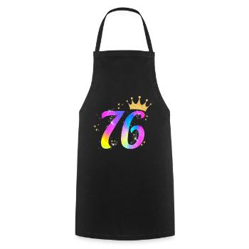 76. Geburtstag Geschenkidee Für 76 Jahre Alt - Kochschürze - Schwarz - Vorne - AI Model Male 185 dark (185cm)