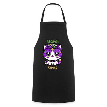 Cat Mardi Gras 2024 Kitten New Orleans - Cooking Apron - black - Front - AI Model Male 185 dark (185cm)