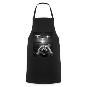 Selfie drôle de raton laveur devant des ovnis Raton laveur OVNI - Tablier de cuisine - noir - Devant - AI Model Male 185 dark (185cm)
