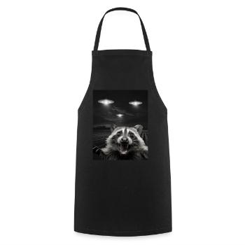Selfie drôle de raton laveur devant des ovnis Raton laveur OVNI - Tablier de cuisine - noir - Devant - AI Model Male 185 dark (185cm)