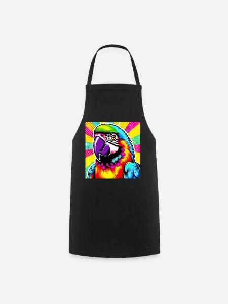 Papagei Pop Art - Kochschürze - Schwarz