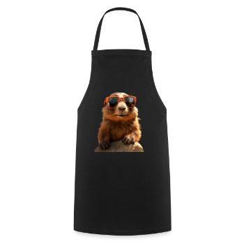 Marmot with sunglasses Rodent Ground Squirrel - Cooking Apron - black - Front - AI Model Male 185 dark (185cm)