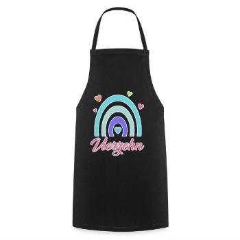 14. Geburtstag Regenbogen Vintage - Kochschürze - Schwarz - Vorne - AI Model Male 185 dark (185cm)