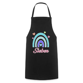 7. Geburtstag Regenbogen Vintage - Kochschürze - Schwarz - Vorne - AI Model Male 185 dark (185cm)