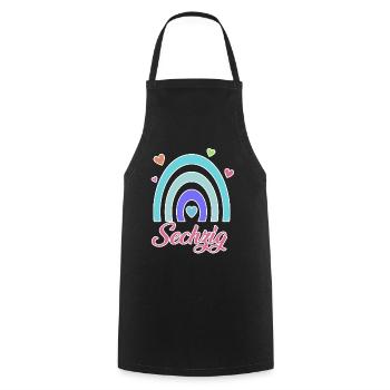 60. Geburtstag Regenbogen Vintage - Kochschürze - Schwarz - Vorne - AI Model Male 185 dark (185cm)
