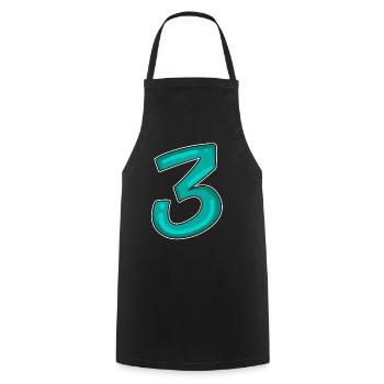 3 - Three - Third - Cooking Apron - black - Front - AI Model Male 185 dark (185cm)