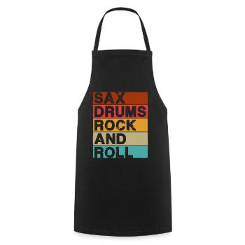 Sax Drums Rock And Roll - Cooking Apron - black - Front - AI Model Male 185 dark (185cm)