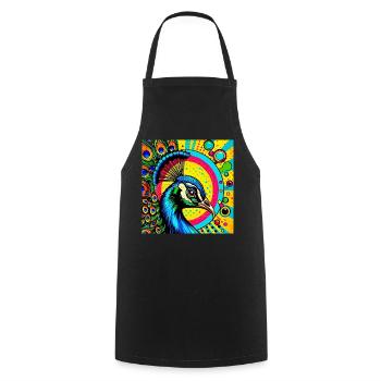 Paon Pop Art - Tablier de cuisine - noir - Devant - AI Model Male 185 dark (185cm)