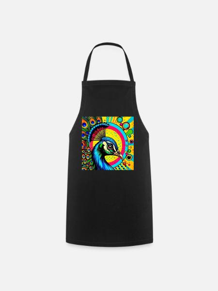 Pfau Pop Art - Kochschürze - Schwarz