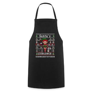Ugly Christmas SANTA'S FAVORITE INTERIOR DECORATOR - Cooking Apron - black - Front - AI Model Male 185 dark (185cm)