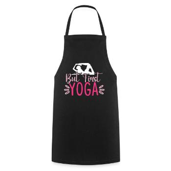 Aber zuerst Yoga - Kochschürze - Schwarz - Vorne - AI Model Male 185 dark (185cm)