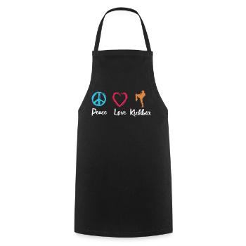 Peace Love Kickboxing - Cooking Apron - black - Front - AI Model Male 185 dark (185cm)