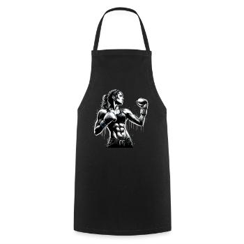 Boxer Strong Woman Boxing Women Boxing Gift - Cooking Apron - black - Front - AI Model Male 185 dark (185cm)