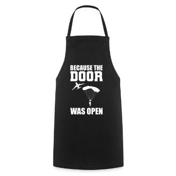 Because The Door Was Open Fallschirmspringer - Kochschürze - Schwarz - Vorne - AI Model Male 185 dark (185cm)