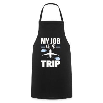 My Job Is A Trip Flugbegleiter - Kochschürze - Schwarz - Vorne - AI Model Male 185 dark (185cm)