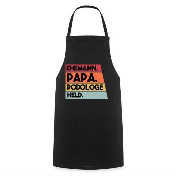 Ehemann Papa Podologe Held - Kochschürze - Schwarz - Vorne - AI Model Male 185 dark (185cm)