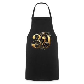 30 ans d’or femme 30e cadeau d’anniversaire - Tablier de cuisine - noir - Devant - AI Model Male 185 dark (185cm)