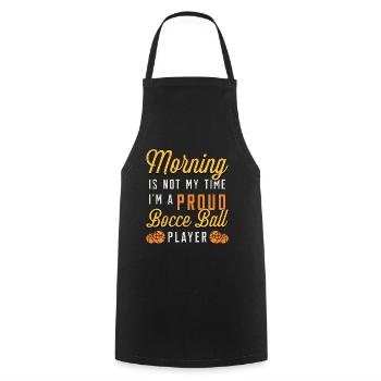 Joueur de pétanque Le matin n’est pas mon heure Pétanque - Tablier de cuisine - noir - Devant - AI Model Male 185 dark (185cm)