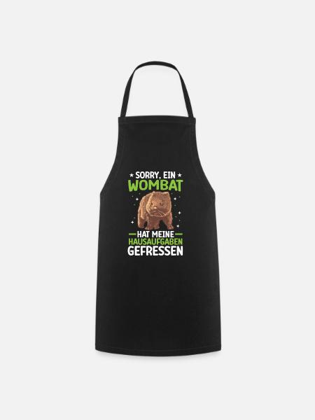 Wombat frisst Hausaufgaben Beuteltier - Kochschürze - Schwarz