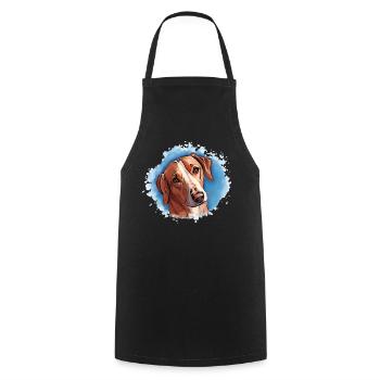 Hund SAVEBRACKE Jagdhund türkis Aquarell Design  - Kochschürze - Schwarz - Vorne - AI Model Male 185 dark (185cm)