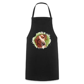 Hund SAVEBRACKE Jagdhund grün Aquarell Design  - Kochschürze - Schwarz - Vorne - AI Model Male 185 dark (185cm)