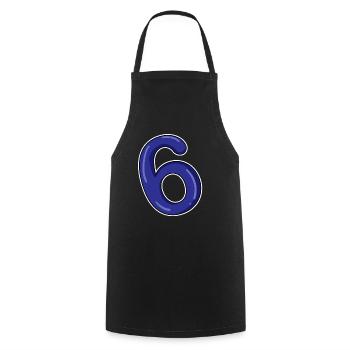 Number 6 Number Blue - Cooking Apron - black - Front - AI Model Male 185 dark (185cm)